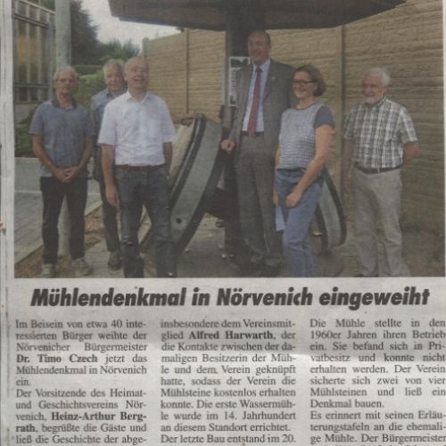 Mühlendenkmal in Nörvenich eingeweiht